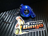 Electronic Spinning Turbo key Ring Chain with LED & Sound Chrome Blue JDM Gift