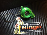 Electronic Spinning Turbo key Ring Chain with LED & Sound Chrome Green JDM Gift