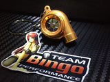Electronic Spinning Turbo key Ring Chain with LED & Sound Chrome Orange JDM Gift