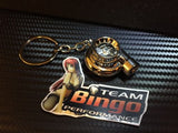 Electronic Spinning Turbo key Ring / Chain with LED & Sound CHROME JDM Gift