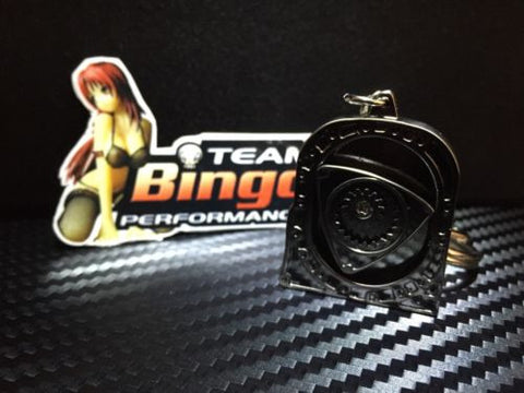 Rotory Key chain Key Ring Mazda Rotor RX3 RX2 RX4 RX7 R100 12A 13B 20B Black