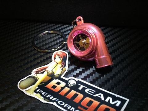 Electronic Spinning Turbo key Ring Chain with LED & Sound Chrome Pink JDM Gift