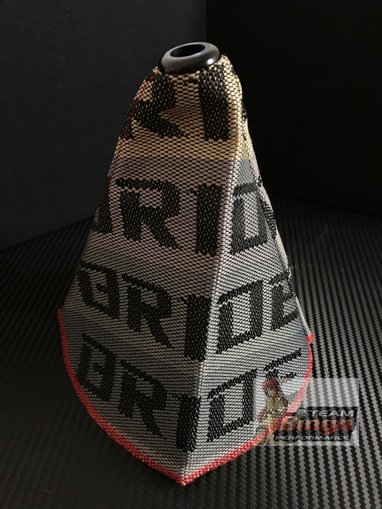 Bride Universal Gear Shifter Boot Grey Gradation & Red with Red Stitch