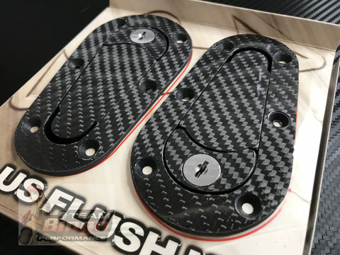 Carbon Fiber Racing Hood Pin Kit With Flush Mount Latch – Universal 2Pcs Set