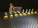 Fender Washers / Bolts ( GOLD ) 8 pack M6 Countersunk Screws JDM