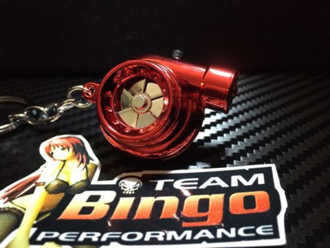 Electronic Spinning Turbo key Ring Chain with LED & Sound Chrome Red JDM Gift