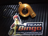 Electronic Spinning Turbo key Ring Chain with LED & Sound Chrome Orange JDM Gift