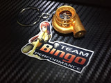 Electronic Spinning Turbo key Ring Chain with LED & Sound Chrome Orange JDM Gift