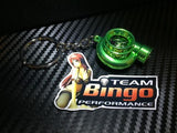 Electronic Spinning Turbo key Ring Chain with LED & Sound Chrome Green JDM Gift