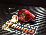 Electronic Spinning Turbo key Ring Chain with LED & Sound Chrome Red JDM Gift