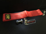 OMP Tow Strap ( RED ) 8mm & 14mm Mounting Holes JDM Race Rally Drift