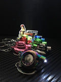 Electronic Spinning Turbo key Ring Chain with LED & Sound Chrome Green JDM Gift