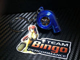 Electronic Spinning Turbo key Ring Chain with LED & Sound Chrome Blue JDM Gift