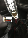 Universal Gear Shifter Boot Black Red Stitch Leather, Suede or Carbon Fiber