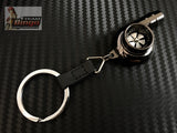 Spinning Turbo Whistle Key Chain / Key Ring Chrome & Chrome Black