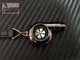 Spinning Turbo Whistle Key Chain / Key Ring Chrome & Chrome Black