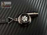 Spinning Turbo Whistle Key Chain / Key Ring Chrome & Chrome Black