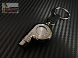 Spinning Turbo Whistle Key Chain / Key Ring Chrome & Chrome Black