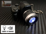 DSLR Camera Key Ring With LED Flash & 3 Burst Sound Green, Black & Grey