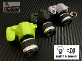 DSLR Camera Key Ring With LED Flash & 3 Burst Sound Green, Black & Grey