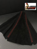 Universal Gear Shifter Boot Black Red Stitch Leather, Suede or Carbon Fiber