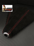 Universal Gear Shifter Boot Black Red Stitch Leather, Suede or Carbon Fiber