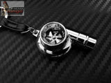 Spinning Turbo Whistle Key Chain / Key Ring Chrome & Chrome Black