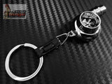 Spinning Turbo Whistle Key Chain / Key Ring Chrome & Chrome Black