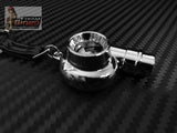 Spinning Turbo Whistle Key Chain / Key Ring Chrome & Chrome Black