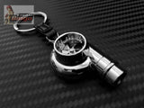 Spinning Turbo Whistle Key Chain / Key Ring Chrome & Chrome Black