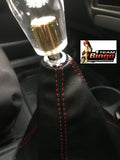 Universal Gear Shifter Boot Black Red Stitch Leather, Suede or Carbon Fiber