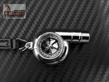 Spinning Turbo Whistle Key Chain / Key Ring Chrome & Chrome Black