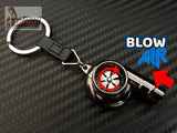 Spinning Turbo Whistle Key Chain / Key Ring Chrome & Chrome Black